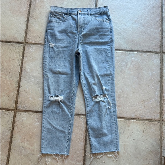 Express Denim - Express Women's Light Blue Distressed Straight-Leg Jeans